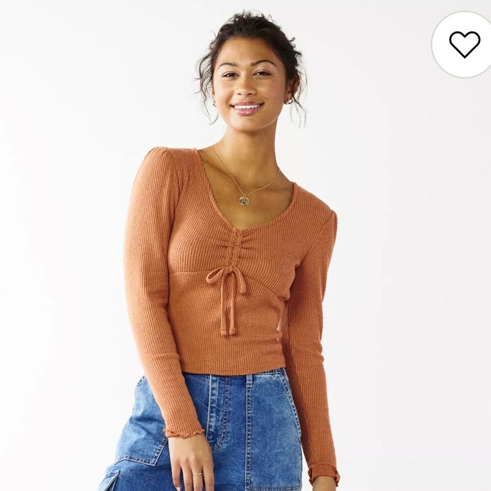 Brand NEW Kohl’s SO Junior’s Cozy Super Soft  Cinnamon Coffee Cinch Top, Small